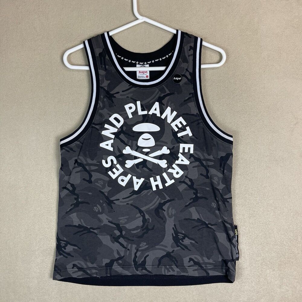 A Bathing Ape AAPE Tank Adult Small Black Sleeveless Apes and Planet Earth‎ Mens